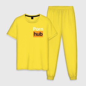 Мужская пижама хлопок с принтом Pornhub (логотип с боку) , 100% хлопок | брюки и футболка прямого кроя, без карманов, на брюках мягкая резинка на поясе и по низу штанин
 | brazzers | видео | любовь | хаб | чувства