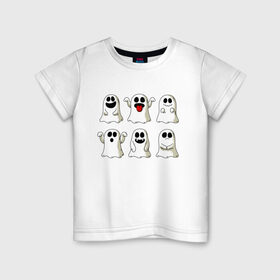 Детская футболка хлопок с принтом Ghost , 100% хлопок | круглый вырез горловины, полуприлегающий силуэт, длина до линии бедер | fear | ghost | halloween | horror | приведение | призрак | ужас | хэллоуин