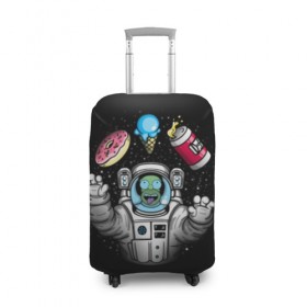Чехол для чемодана 3D с принтом Гомер в космосе , 86% полиэфир, 14% спандекс | двустороннее нанесение принта, прорези для ручек и колес | bart | homer | lisa | simpsons | space | барт | гомер | космос | пончик | симпсоны