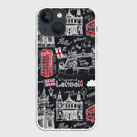 Чехол для iPhone 13 mini с принтом Лондон ,  |  | Тематика изображения на принте: butterfly | car | england | fashion | london | queen | style | taxi | tree | uk | англия | бабочка | башня | великобритания | галстук | город | графика | дерево | дизайн | дождь | картинка | королева | лондон | машина | мода | надпись