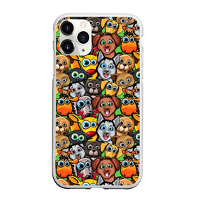 Чехол для iPhone 11 Pro матовый с принтом Веселые собачки , Силикон |  | Тематика изображения на принте: бульдог | голубые глаза | доберман | животные | жирафы | котики | милые | олени | разноцветные | собаки | хаски | яркие