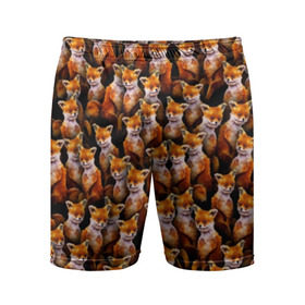 Мужские шорты 3D спортивные с принтом Упоротые лисы ,  |  | fox | животные | лис | лиса | лисичка | мем | паттрен | рыжий | толпа | упортый | фыр фыр