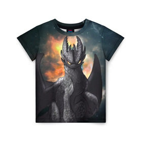 Детская футболка 3D с принтом Night Fury , 100% гипоаллергенный полиэфир | прямой крой, круглый вырез горловины, длина до линии бедер, чуть спущенное плечо, ткань немного тянется | how to train your dragon | night fury | беззубик | дракон | как приручить дракона | ночная фурия