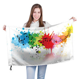Флаг 3D с принтом Ноты color , 100% полиэстер | плотность ткани — 95 г/м2, размер — 67 х 109 см. Принт наносится с одной стороны | music | абстракция | книга | листы | музыка | музыкальный | ноты | произведение | страница | тетрадь