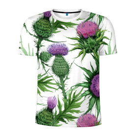 Мужская футболка 3D спортивная с принтом Цветок репейника , 100% полиэстер с улучшенными характеристиками | приталенный силуэт, круглая горловина, широкие плечи, сужается к линии бедра | акварель | мода | стиль | цветочки | цветы