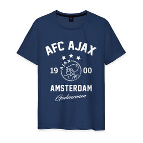 Мужская футболка хлопок с принтом Аякс , 100% хлопок | прямой крой, круглый вырез горловины, длина до линии бедер, слегка спущенное плечо. | afc ajax | ajax | amsterdamsche football club ajax | амстердамский аякс | аякс | аякс амстердам | фк аякс | форма | футбол | футбольный клуб