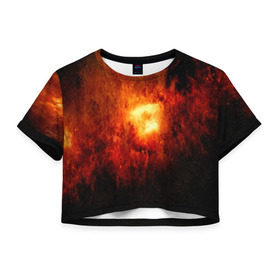Женская футболка Cropp-top с принтом Черная дыра , 100% полиэстер | круглая горловина, длина футболки до линии талии, рукава с отворотами | galaxy | nebula | space | star | абстракция | вселенная | галактика | звезда | звезды | космический | планеты