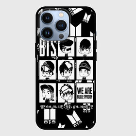 Чехол для iPhone 13 Pro с принтом BTS WE ARE BULLETPROOF ,  |  | Тематика изображения на принте: bangtan | boy | j hope | jimin | jin | jungkook | korea | luv | rm | suga | v | with | бтс | кей | поп