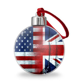 Ёлочный шар с принтом Англия&Америка , Пластик | Диаметр: 77 мм | Тематика изображения на принте: usa | абстракция | америка | американский | герб | звезды | краска | символика сша | страны | сша | флаг | штаты