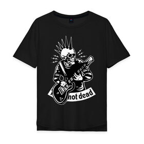 Мужская футболка хлопок Oversize с принтом Punks not dead , 100% хлопок | свободный крой, круглый ворот, “спинка” длиннее передней части | guitar | motto | music | punk | rock | skull | гитара | девиз | музыка | панк | рок | череп