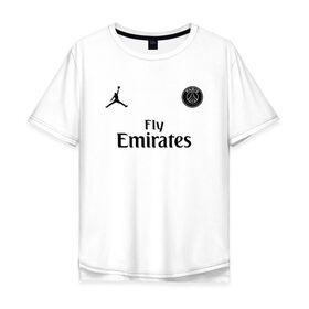 Мужская футболка хлопок Oversize с принтом NEYMAR JR PSG&JORDAN , 100% хлопок | свободный крой, круглый ворот, “спинка” длиннее передней части | jordan | neymar | neymar jr | psg | джордан | неймар | псж