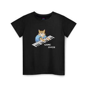 Детская футболка хлопок с принтом IT CROWD 8 bit cat , 100% хлопок | круглый вырез горловины, полуприлегающий силуэт, длина до линии бедер | 8 bit cat | 8 бит кот | cat | game | game over | it crowd | old gamer | компьютерщики | котики | котэ | майка роя