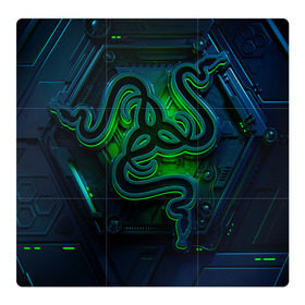Магнитный плакат 3Х3 с принтом RAZER , Полимерный материал с магнитным слоем | 9 деталей размером 9*9 см | Тематика изображения на принте: game | razer | texture | зеленый | игровое лого | игромания | игры | рэйзер | текстуры