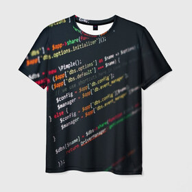 Мужская футболка 3D с принтом ПРОГРАММИСТ , 100% полиэфир | прямой крой, круглый вырез горловины, длина до линии бедер | anonymus | cod | hack | hacker | it | program | texture | айти | аноним | анонимус | взлом | код | кодинг | программа | программист | текстура | хак | хакер