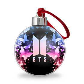 Ёлочный шар с принтом BTS BUTTERFLIES , Пластик | Диаметр: 77 мм | bangtan boys | bt21 | bts | bts army | bts stickers | butterflies | j hope | jimin | jin | jungkook | k pop | rap monster | rapmon | suga | v | бабочки | бтс | корея | стикеры bts