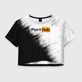 Женская футболка Cropp-top с принтом Pornhub , 100% полиэстер | круглая горловина, длина футболки до линии талии, рукава с отворотами | brazzers | браззерс