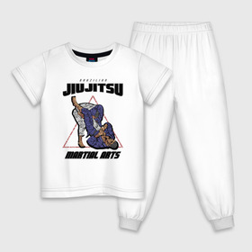 Детская пижама хлопок с принтом Джиу-джитсу , 100% хлопок |  брюки и футболка прямого кроя, без карманов, на брюках мягкая резинка на поясе и по низу штанин
 | Тематика изображения на принте: jiu jitsu | джиу джитсу | джиу джицу