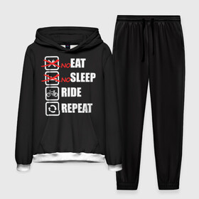 Мужской костюм 3D (с толстовкой) с принтом Ride black ,  |  | bicycle | bike | cycle | eat | eat sleep | eat sleep repeat | eat sleep ride | eat sleep ride repeat | ride | sleep | вело | велосипед | есть | катать | повторить | спать