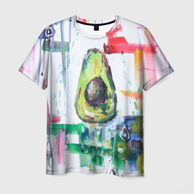 Мужская футболка 3D с принтом Авокадо авангард , 100% полиэфир | прямой крой, круглый вырез горловины, длина до линии бедер | Тематика изображения на принте: авокадо | веган | девушкам | здоровое питание | здоровье | люблю авокадо | овощи | пп | стильно | сыроед | фрукты