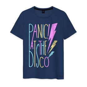 Мужская футболка хлопок с принтом Panic! At the Disco , 100% хлопок | прямой крой, круглый вырез горловины, длина до линии бедер, слегка спущенное плечо. | panic | panic at the disco | patd | группа | музыка | райан росс | рок