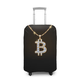 Чехол для чемодана 3D с принтом Бриллиантовый биткоин , 86% полиэфир, 14% спандекс | двустороннее нанесение принта, прорези для ручек и колес | bitcoin | black | chain | color | diamond | emblem | gold | golden | hip hop | logo | luxury | money | style | symbol | алмаз | блеск | блестящий | бриллиант | валюта | деньги | знак | золото | золотой | криптовалюта | кулон | логотип | люкс | роскошь | с