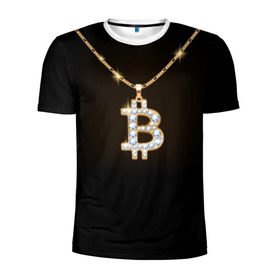 Мужская футболка 3D спортивная с принтом Бриллиантовый биткоин , 100% полиэстер с улучшенными характеристиками | приталенный силуэт, круглая горловина, широкие плечи, сужается к линии бедра | bitcoin | black | chain | color | diamond | emblem | gold | golden | hip hop | logo | luxury | money | style | symbol | алмаз | блеск | блестящий | бриллиант | валюта | деньги | знак | золото | золотой | криптовалюта | кулон | логотип | люкс | роскошь | с