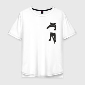 Мужская футболка хлопок Oversize с принтом Кися в кармане , 100% хлопок | свободный крой, круглый ворот, “спинка” длиннее передней части | Тематика изображения на принте: cat | арт | животные | карман | кися | кот | кот в кармане | котенок | коты | кошка