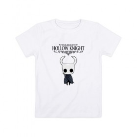 Детская футболка хлопок с принтом HOLLOW KNIGHT , 100% хлопок | круглый вырез горловины, полуприлегающий силуэт, длина до линии бедер | game | gamer | hollow knight | logo | team cherry | игры | логотип | первонаж | рыцарь
