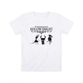 Детская футболка хлопок с принтом HOLLOW KNIGHT , 100% хлопок | круглый вырез горловины, полуприлегающий силуэт, длина до линии бедер | game | gamer | hollow knight | logo | team cherry | игры | логотип | первонаж | рыцарь