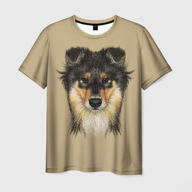 Мужская футболка 3D с принтом Sheltie , 100% полиэфир | прямой крой, круглый вырез горловины, длина до линии бедер | animal | black | breed | brown | cute | dog | drawing | eyes | kind | look | muzzle | portrait | red | взгляд | глаза | добрый | животное | коричневый | милый | пёс | порода | портрет | рисунок | рыжий | собака | черный | шелти