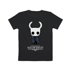 Детская футболка хлопок с принтом Hollow Knight , 100% хлопок | круглый вырез горловины, полуприлегающий силуэт, длина до линии бедер | hallownest | hollow knight | the knight | игры | компьютерная игра | реймер | рыцарь