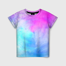 Детская футболка 3D с принтом Лето , 100% гипоаллергенный полиэфир | прямой крой, круглый вырез горловины, длина до линии бедер, чуть спущенное плечо, ткань немного тянется | tie dye | tie dye футболка | летняя футболка | розовый | синий | тай дай | тай дай футболка | фиолетовый | яркая футболка