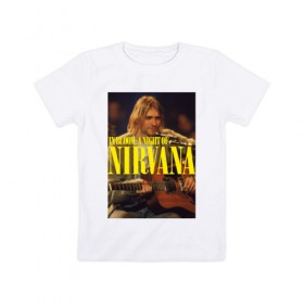 Детская футболка хлопок с принтом Kurt Cobain In Bloom , 100% хлопок | круглый вырез горловины, полуприлегающий силуэт, длина до линии бедер | Тематика изображения на принте: kurt cobain | music | nirvana | rock | кобейн | курт | курт кобейн | музыка | нирвана | рок