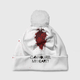 Шапка 3D c помпоном с принтом Can You Feel My Heart - BMTH , 100% полиэстер | универсальный размер, печать по всей поверхности изделия | bmth | bring me the horizon | альтернативный | бмт | бмтх | бмтш | брин | бринг | горизонт | достань для меня | дэткор | зе | метал | ми | рок | хоризон | электроник