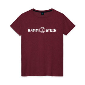 Женская футболка хлопок с принтом RAMMSTEIN , 100% хлопок | прямой крой, круглый вырез горловины, длина до линии бедер, слегка спущенное плечо | music | rammstein | rock | группа | музыка | музыканты | рамштайн | рок