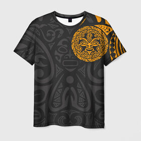 Мужская футболка 3D с принтом Polynesian tattoo , 100% полиэфир | прямой крой, круглый вырез горловины, длина до линии бедер | polynesian | tattoo | волна | геометрия | завитушка | маори | маска | орнамент. золото | полинезия | татуировка | татуха | трайбл | узор | черепаха | ящерица. солнце