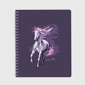 Тетрадь с принтом Dream Big , 100% бумага | 48 листов, плотность листов — 60 г/м2, плотность картонной обложки — 250 г/м2. Листы скреплены сбоку удобной пружинной спиралью. Уголки страниц и обложки скругленные. Цвет линий — светло-серый
 | Тематика изображения на принте: animal | drawing | dream | fairytale | horn | magic | mane | purple | slogan | text | unicorn | волшебство | грива | единорог | животное | магия | мечта | рисунок | рог | сказочный | слоган | текст | фиолетовый
