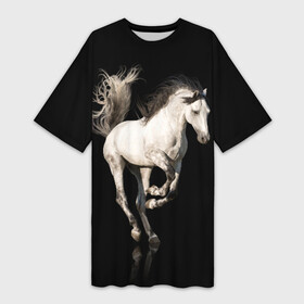 Платье-футболка 3D с принтом Серный в яблоках конь ,  |  | Тематика изображения на принте: animal | beautiful | black | gloss | horse | mane | mustang | muzzle | white | wild | белый | в яблоках | грива | дикий | животное | конь | красивый | лоск | лошадь | мустанг | серый | скакун | черный