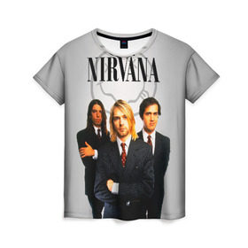 Женская футболка 3D с принтом Nirvana , 100% полиэфир ( синтетическое хлопкоподобное полотно) | прямой крой, круглый вырез горловины, длина до линии бедер | 90 | alternative | crimson | david grohl | foo fighters | grunge | kurt cobain | music | nirvana | rip | rock | smile | гранж | группа | девяностые | курт кобейн | музыка | нирвана | рок