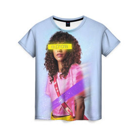 Женская футболка 3D с принтом сериал Euphoria , 100% полиэфир ( синтетическое хлопкоподобное полотно) | прямой крой, круглый вырез горловины, длина до линии бедер | zendaya | зендея | ру беннетт | сериал euphoria | эйфория
