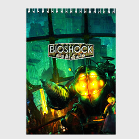 Скетчбук с принтом BIOSHOCK , 100% бумага
 | 48 листов, плотность листов — 100 г/м2, плотность картонной обложки — 250 г/м2. Листы скреплены сверху удобной пружинной спиралью | bioshock | bioshock infinite | биошок | букер | элизабет