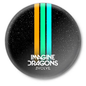 Значок с принтом РЮКЗАК IMAGINE DRAGONS ,  металл | круглая форма, металлическая застежка в виде булавки | Тематика изображения на принте: evolve | id | imagine dragons | драконы | ид