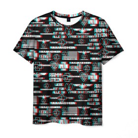 Мужская футболка 3D с принтом RAMMSTEIN GLITCH , 100% полиэфир | прямой крой, круглый вырез горловины, длина до линии бедер | Тематика изображения на принте: 