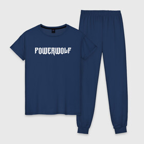 Женская пижама хлопок с принтом POWERWOLF , 100% хлопок | брюки и футболка прямого кроя, без карманов, на брюках мягкая резинка на поясе и по низу штанин | powerwolf | wolf