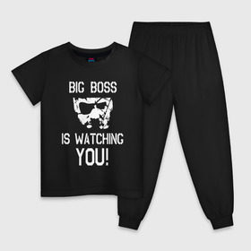 Детская пижама хлопок с принтом Big Boss , 100% хлопок |  брюки и футболка прямого кроя, без карманов, на брюках мягкая резинка на поясе и по низу штанин
 | hideo kojima | kojima | konami | metal gear | metal gear solid | mgs | биг босс | кодзима | мгс | метал гир | хидэо кодзима
