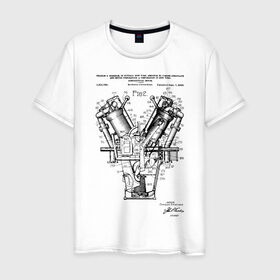 Мужская футболка хлопок с принтом Motor , 100% хлопок | прямой крой, круглый вырез горловины, длина до линии бедер, слегка спущенное плечо. | ford | patent | авто | автомобиль | водитель | идея | история | мотор | патент | разработка | техника | трансмиссия | форд | чертеж | чертежи