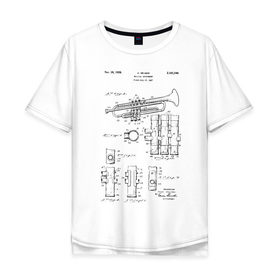Мужская футболка хлопок Oversize с принтом Musical instrument , 100% хлопок | свободный крой, круглый ворот, “спинка” длиннее передней части | patent | звук | идея | история | музыка | патент | разработка | труба | трубач | чертеж | чертежи