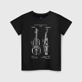 Детская футболка хлопок с принтом Violin , 100% хлопок | круглый вырез горловины, полуприлегающий силуэт, длина до линии бедер | patent | звук | идея | история | музыка | патент | разработка | скрипка | чертеж | чертежи