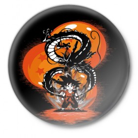 Значок с принтом Dragon Ball Z ,  металл | круглая форма, металлическая застежка в виде булавки | 