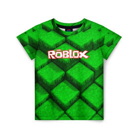 Детская футболка 3D с принтом ROBLOX , 100% гипоаллергенный полиэфир | прямой крой, круглый вырез горловины, длина до линии бедер, чуть спущенное плечо, ткань немного тянется | game | gamer | logo | minecraft | roblox | simulator | игра | конструктор | лого | симулятор | строительство | фигура